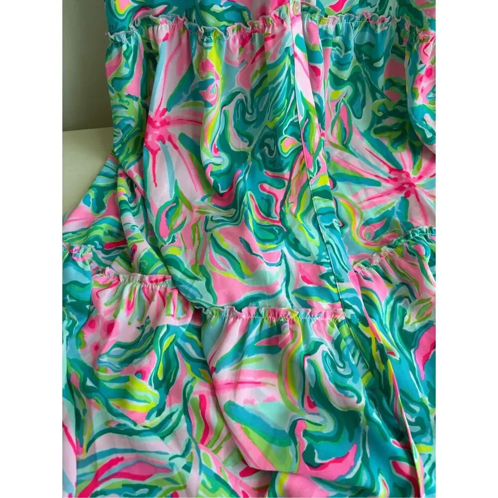 NWOT LILLY PULITZER SIZE LULIANA TIERED MAXI DRESS *ONE IN A MELON*, Med $198 - Picture 8 of 9